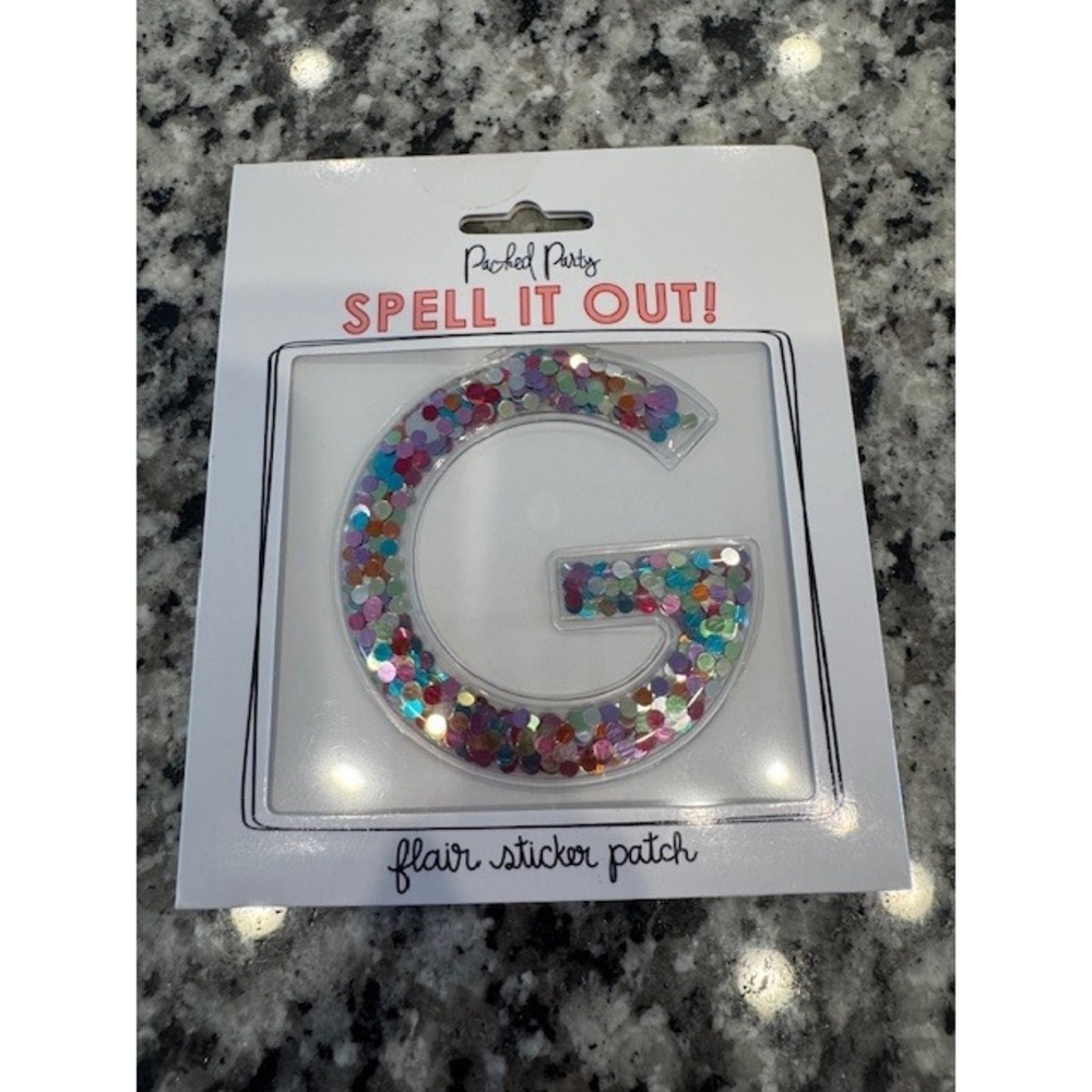 Packed Party Spell It Out Confetti Initial Sticker Patch Letter G Multi Color